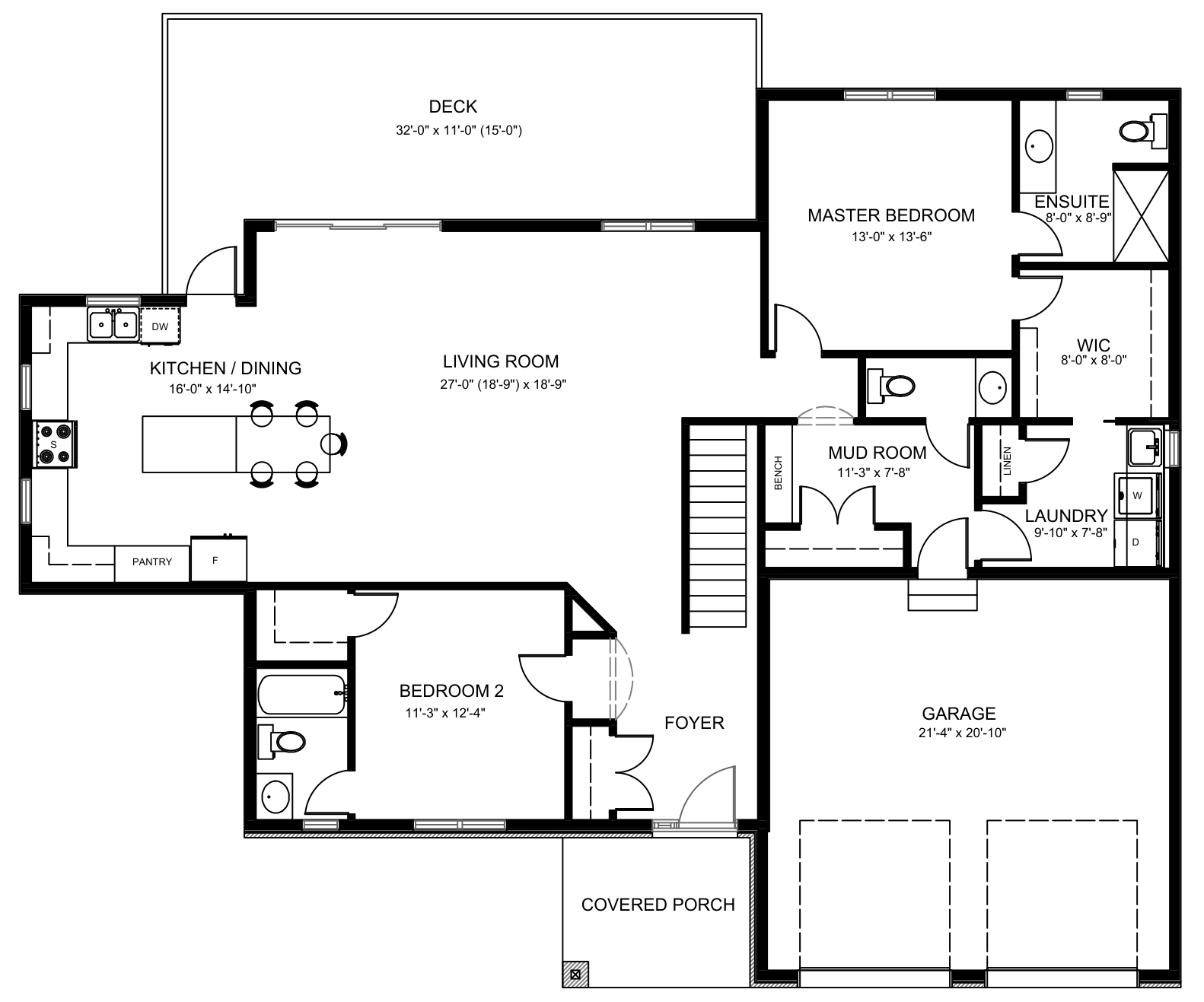 Lot 18 Main Level Architectural Blueprint Floor Plan